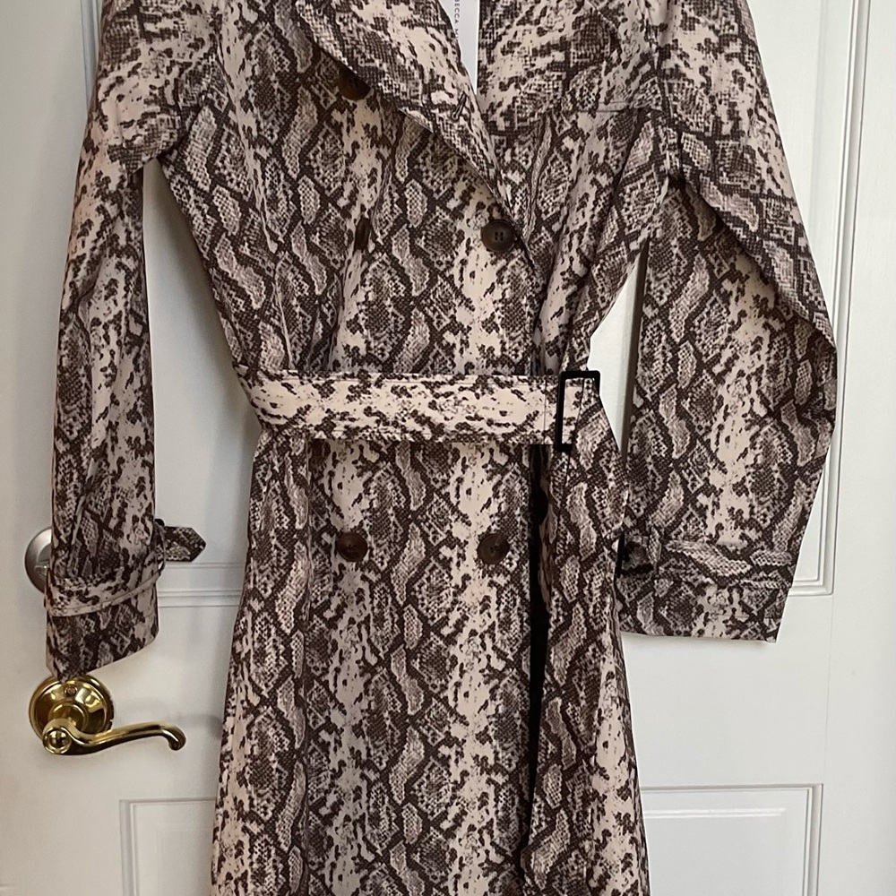 Rebecca Minkoff Brown Snake Print Long Raincoat NWT